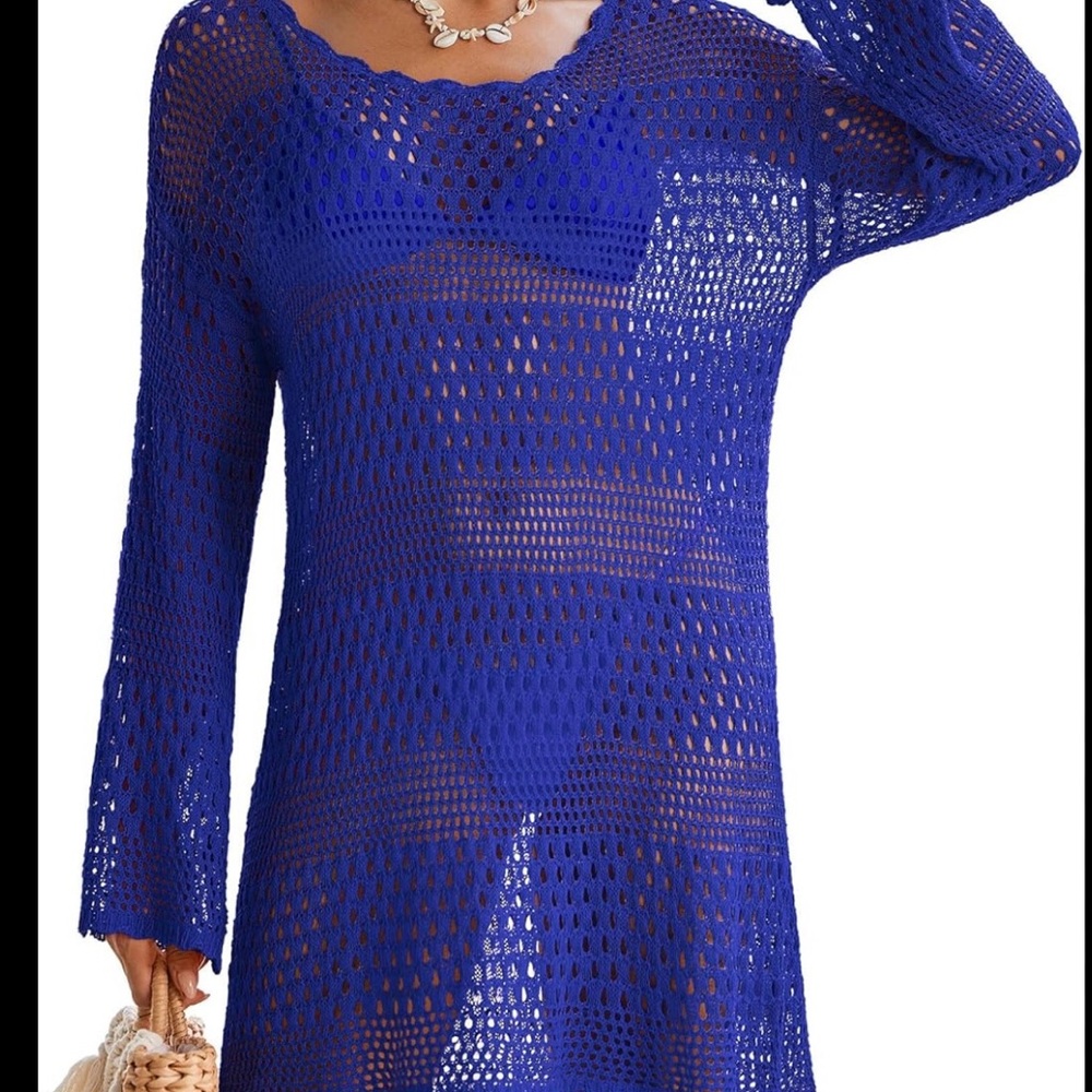 ⚡️NWT Women's Blue Crochet Swim Cover-Up
